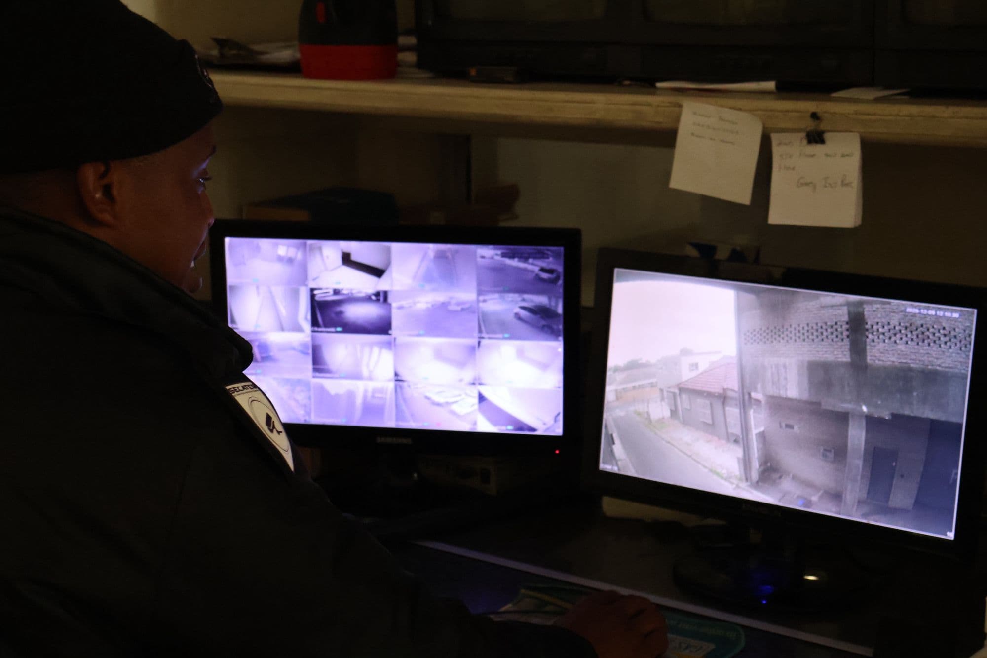 A SecaTeq officer watching the site's camera screens